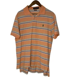 Polo Ralph Lauren Poloshirt orange gestreift XL Custom Fit Preppy Freizeit - Bild 1 von 7