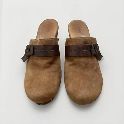 Women’s Brown Suede Wooden Heel Clogs, Size 10, Naya brand  - Image 1 of 4