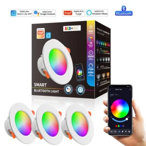 10W Tuya LED Downlight Bluetooth LED Ceiling Light Dimmable RGB Lamp Spotlights - Picture 1 of 89