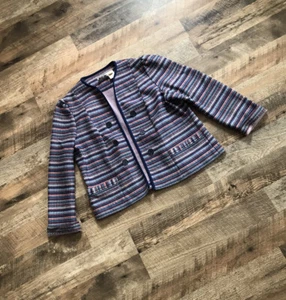 Blazer vintage Marty Gutmacher aperto davanti tessuto colorato taglia 18,5 - Foto 1 di 7