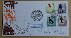 BIRDS OF PARADISE 1992 PAPUA NEW GUINEA FDC SIGNED BY ACTOR SIMON WILLIAMS - Picture 1 of 2