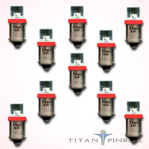 (10 Pack) - 6.3 Volt LED Bulb Flat Top 44/47 Base (BA9S) Pinball - RED - Picture 1 of 11