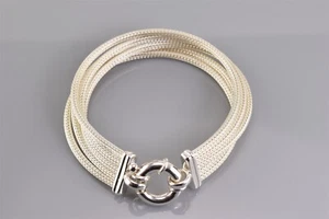 Plata de ley Multi Mesh Strand Chunky Statement 925 Pulsera 19g Italia 7.25" - Imagen 1 de 5
