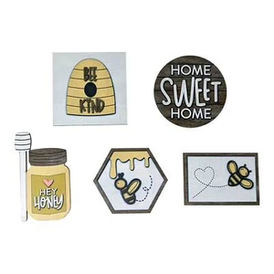 Bee Kind Home Decorations Wooden 5 Piece Set - Picture 1 of 7