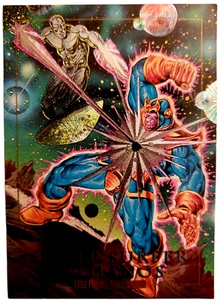 1992 Skybox Marvel Masterpieces Battle Spectra 2-D Silver Surfer Vs Thanos - Picture 1 of 3