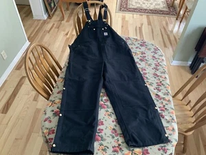 Carhart Quilt-Lined Zip to Thigh Bib Overalls R41 Black 54x32 - Picture 1 of 3