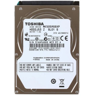 Toshiba 500GB MK5059GSXP 5400RPM SATA 2.5 inch Internal Laptop HDD Hard Drive - Image 1 of 3