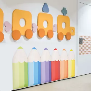 6 Pcs 3D Pencil-Shaped Wall Padding for Kids Wall Mats for Kids Wall Protection - Picture 1 of 23