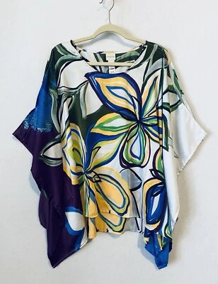 Top Chicos Mujer Pequeño Multicolor Abstracto Floral Hombro Frío Artístico Boho Foto 1 de 4