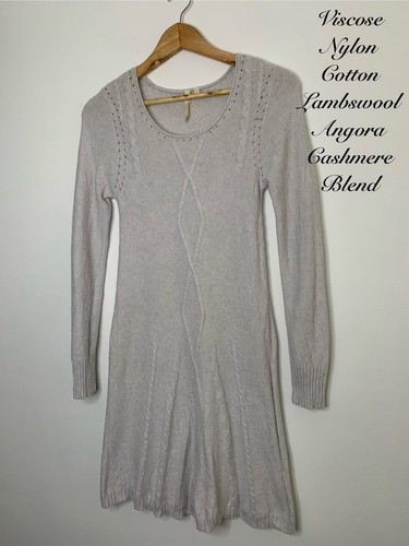 OFF WHITE Abito midi maglia grigio chiaro bianco sporco donna roba bianca taglia 8 small