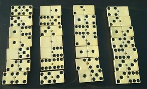 Vintage Old Ebony Wood and Plastic? Dominoes Set of 28 No Box - Picture 1 of 6