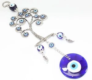 Turkish Blue Evil Eyes Elegant Life Tree Amulet Wall Hanging Decor Blessing - Picture 1 of 1
