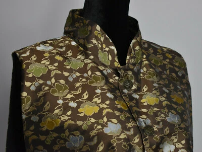 NWT eskandar Sz 1 Vest Floral Top Silk Multicolor Button Front High Neck England - Image 1 of 4