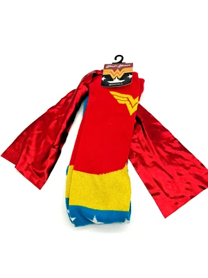 Wonder Woman Suit Up Knee High Socks With Shiny Cape Womens DC Comics Justice Le - Image 1 of 4