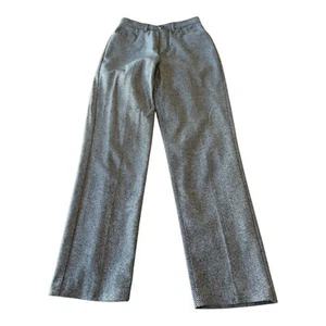 Vintage L.L. Bean Women’s 8 Virgin  Wool Silk Trouser Pants Chevron Gray 0BGB7 - Picture 1 of 7