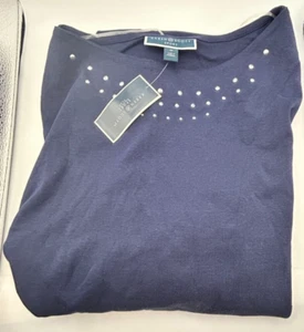 Karen Scott - Intrepid blue dress - 2X - Studded neckline - NWT - Picture 1 of 3
