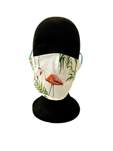 Fitted Face Mask Of Flamingos | Face Masks Has Elastic Loops, Toggles And Pocket - Picture 1 of 7