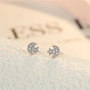 Moon Star Stud Earrings Retro Jewellery Gift New Fashion Womens Girls - Picture 1 of 9