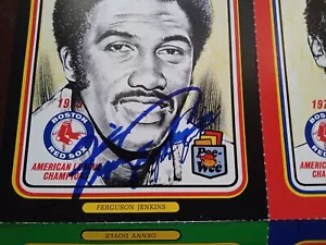 SIGNED 1975 BOSTON RED SOX SUPERSTARS BASEBALL CARDS Uncut Yaz Lynn Jenkins auto - Picture 1 of 6