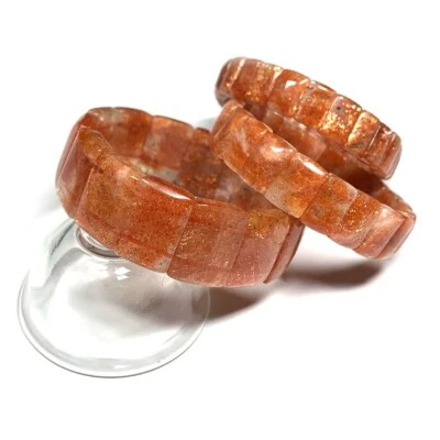 Natural Genuine Sanidine Orange Gold Sunstone Bracelet Bracelets Flat Rectangle - Image 1 of 4