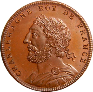 Francia 1830-48 Restrike Reyes Franceses Medalla # 23 Carlomagno (03559) - Imagen 1 de 2