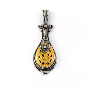 Byzantine pendant with engravings Sterling silver and gold plated, Greek Jewelry - Picture 1 of 3