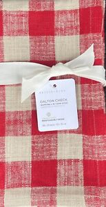 Pottery Barn Dalton Check Yarn Dyed Cotton/Linen Napkins Set/4 In Red