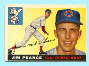 1955 Topps Baseball # 170 Jim Pearce -- Redlegs   (VG-EX)           Box #739
