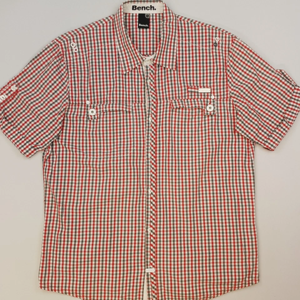 Bench Short Sleeve Shirt XL (SNUG) Slim Fit Red Mens Short Sleeve Check - Image 1 of 4