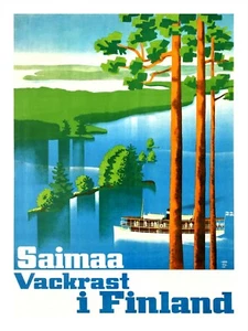 Vintage Finland Travel Poster Print Saimaa - Vackrast i Finland 18x24" - Picture 1 of 1