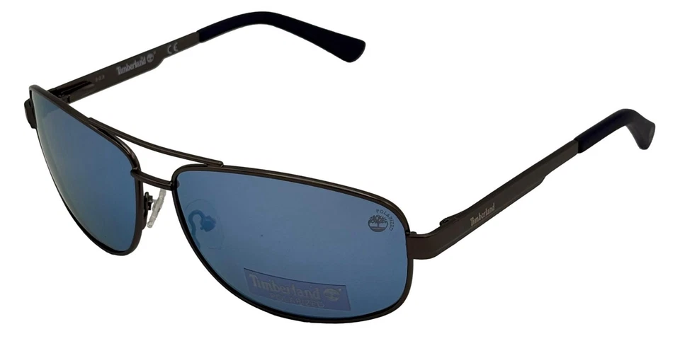 Timberland Mens Sunglass Black Metal Aviator Flash Polarized Lens TB7119 9D