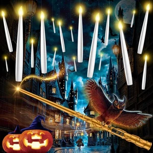 Schwimmkerzen mit Zauberstab - 18 Stück Halloween Deko Magie Flammenlos Dose... - Bild 1 von 9