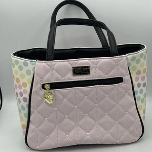 Luv Betsey by Betsey Johnson Handtasche abnehmbarer Riemen rosa weiß Herzen Tupfen - Bild 1 von 12