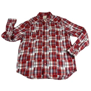 LUCKY BRAND Ropa Deportiva Perla Snap Camisa Occidental Para Hombres L Rojo Blanco Retazos Cuadros - Imagen 1 de 12