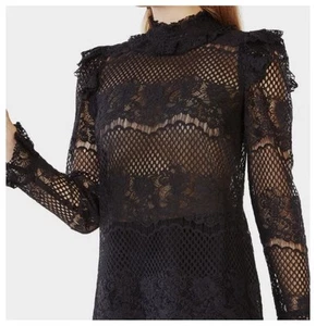 BCBG Maxazria schwarz Spitze Kenzie Top Small Goth LANGARM GLOCKE neu ohne Etikett UVP $ 198 - Bild 1 von 14