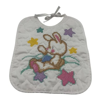 Baby Wares Janlynn Bunny Quilted Cotton Bib Hand-Stitched Star Accents - Image 1 of 4