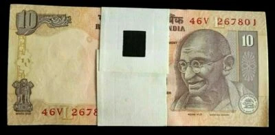 INDIA 10 RS 2010-2011-2012-2013 x 100 Pcs Lot BUNDLE GANDHI TIGER RHINO UNC NOTE - Image 1 of 3