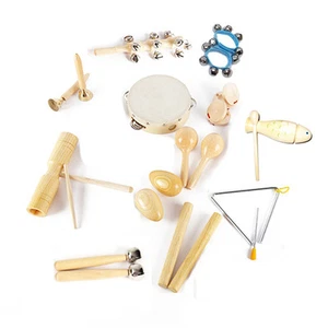 12 Types Orff Musical Instruments Kids Wood Percussion Drum Maracas Toys Kit  - Picture 1 of 11