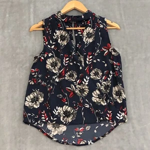 TOKITO Women's Blouse Size 6 Navy Blue Floral Lightweight Flowy Hi-Low Hem EUC - Picture 1 of 19