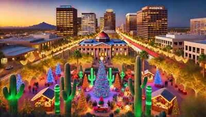 Festive Christmas scene  Landmarks Ai Phoenix, Arizona POSTER 24 X 36 INCH - Picture 1 of 2