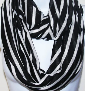 Women Fashion two tone knit striped Forever Infinity Scarf available in 5 colors - Picture 1 of 10