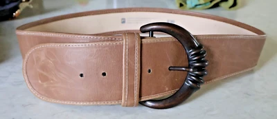 Широкий 2 3/4» сужающийся талии женщин серо-коричневый кожаный ремень MED SZ LG сделано Италии 1212 - Изображение 1 из 4