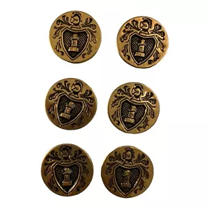 Vintage Gold Knight With Castle With Shank, Metal 2 Holes - Set Of 6 - Picture 1 of 5