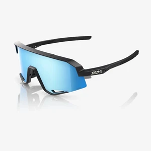 100% Slendale Matte Black Sunglasses, HiPER Blue Multilayer Mirror - Picture 1 of 3
