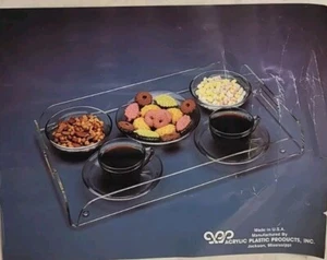 Bandeja Acrílico Transparente De Colección Hecha en EE. UU. MCM Rectángulo 16x11" Bordes Redondeados Manijas - Imagen 1 de 9