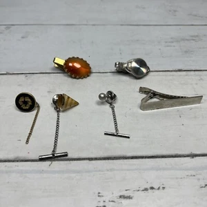 Lot of Tie Tacks Clips Bars Recycle Arrowhead Bar Bell Jewel Gold Silver Tone - Picture 1 of 14