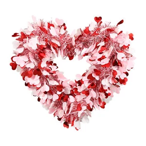 Valentines' Wreath Heart Shaped Garland Window Door Decorative Ornament Romantic - Picture 1 of 13