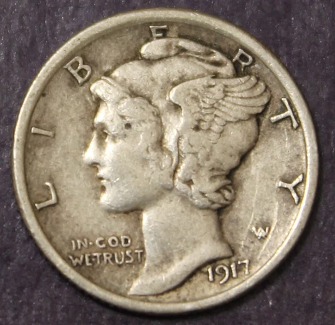 1917 Mercury Dime XF ...................Lot 9670 Cover