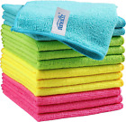 Tissu de nettoyage en microfibre, pack de 12 chiffons de nettoyage, serviettes de nettoyage avec 4 couleurs Asso