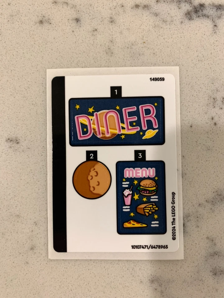 LEGO STICKER SHEET for 40687 Alien Space Diner, New & Genuine - Image 1 of 1